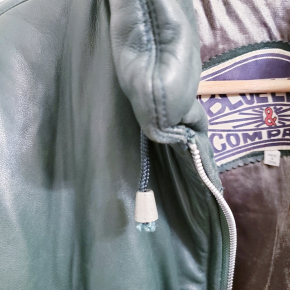 Vintage Unisex Hunter Green Leather Puffer Zip Up Boxy Jacket, Size M - Picture 7 of 10